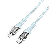 Кабель USB Hoco U111 Transparent Discovery Edition 60W Type-C to Type-C Колір Зелений, фото 6