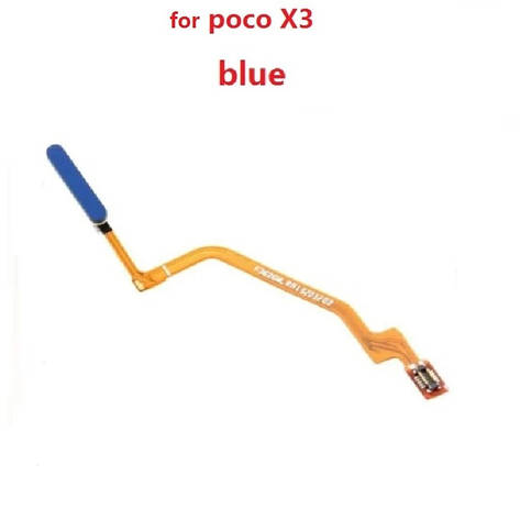 Шлейф Xiaomi Poco X3/ X3 NFC/ X3 Pro з Touch ID синій, фото 1