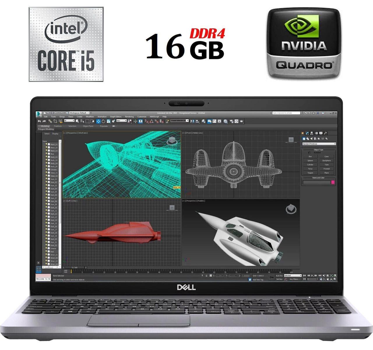 Ноутбук Dell Precision 3551/ 15.6" (1920x1080)/ Core i5-10300H/ 16 GB RAM/ 250 GB SSD/ Quadro P620 4GB