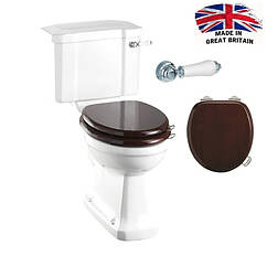 Ретро унітаз з дерев'яним сидінням безобідковий Burlington P20 C3