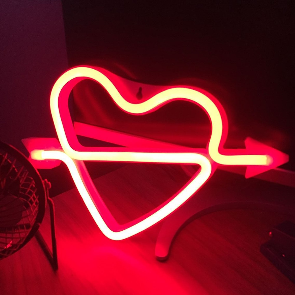 Нічний світильник — Neon Sign — Red Arrow Heart, фото 1