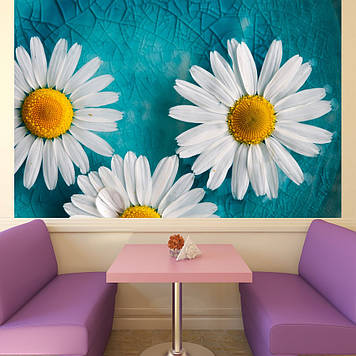 Фото Шпалери "Ромашки на синьому тлі" - Будь-який розмір! Читаємо опис!