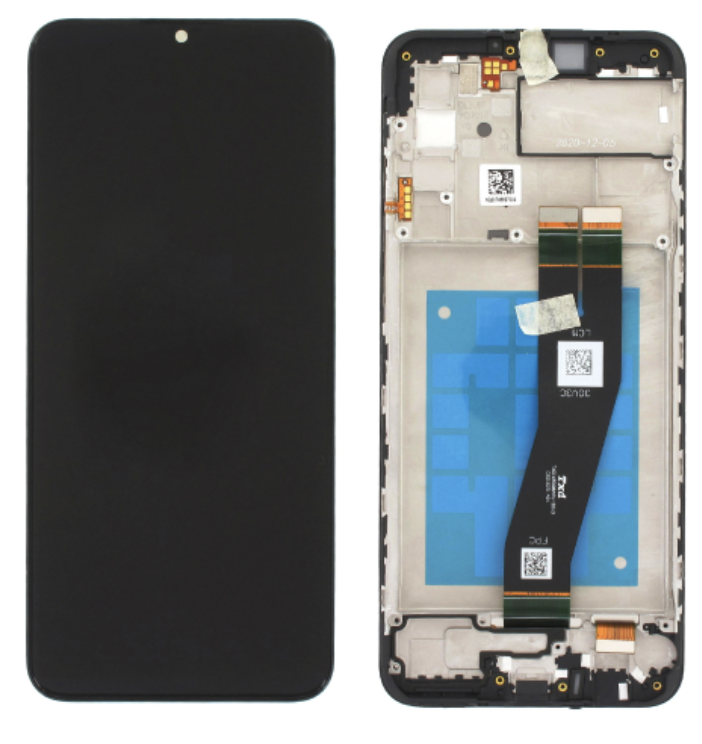 Дисплей (екран) для Samsung A037F Galaxy A03s + тачскрин, чорний, 160.3 x 72 mm, з жовтим шлейфом, з передньою