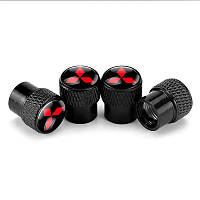 Ковпачки на ніпель для Mitsubishi Alitek Rif Metal Black Мітсубісі, 4 шт.
