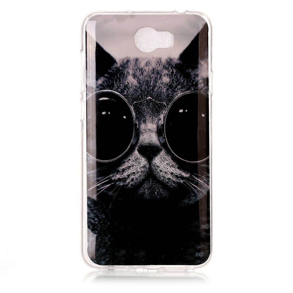 Силіконовий чохол бампер для Huawei ascend Y5 II з картинкою Кіт в окулярах