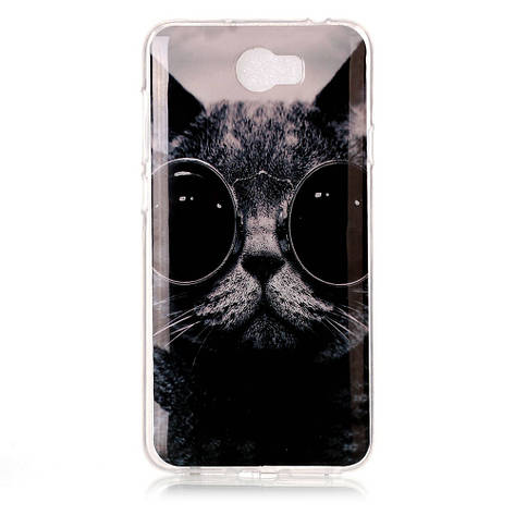 Силіконовий чохол бампер для Huawei ascend Y5 II з картинкою Кіт в окулярах, фото 1