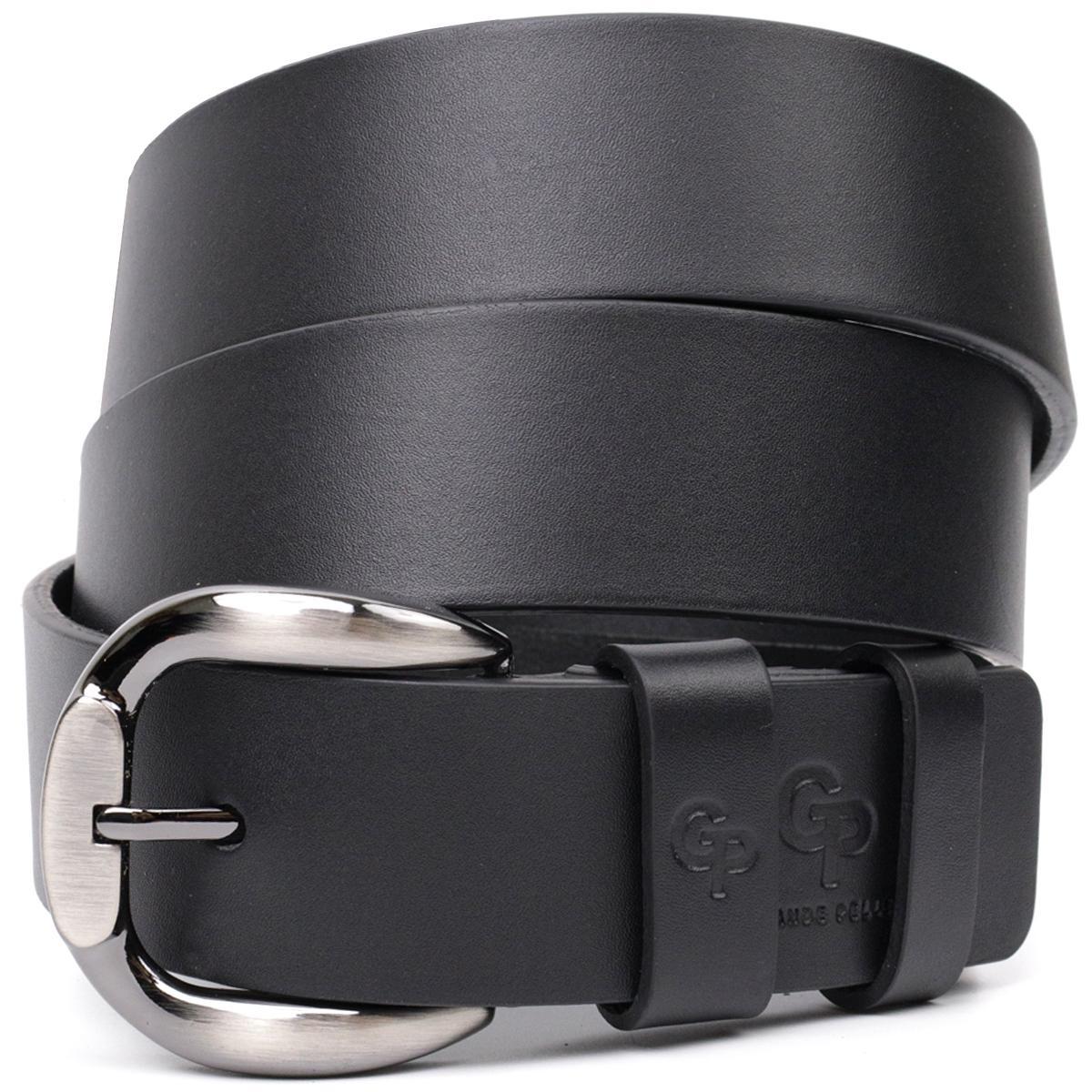 Люксовий ремінь під джинси з натуральної шкіри GRANDE PELLE 11691 Чорний, фото 1