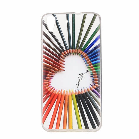 Силіконовий чохол на Huawei ascend Y6 II з картинкою Серце з кольорових олівців, фото 1