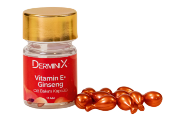 Капсули для догляду за обличчям з вітаміном Е та женьшенем Derminix, 10 капсул, фото 1