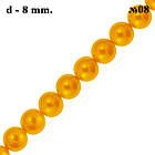 Намистини 8 мм 80 см Скляні під Жемчу, Золотисті Жовті Перламутрові, тон 08, Фурнітура для Прикрас, фото 3