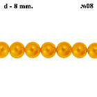 Намистини 8 мм 80 см Скляні під Жемчу, Золотисті Жовті Перламутрові, тон 08, Фурнітура для Прикрас, фото 4