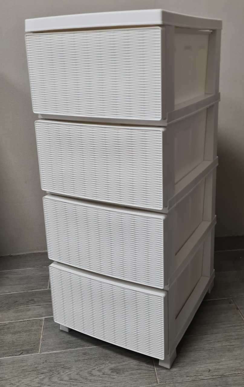 Комод пластиковий ротанг білий 86.5х44.5х34.5, фото 1