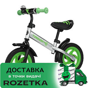 Дитячий беговел 12 дюймів (колеса EVA, обід пластик, дзвінок) BALANCE TILLY Tornado T-21255/3 Green Зелений