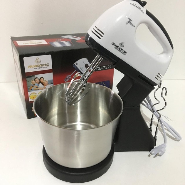 Міксер Crownberg Cb-7321 З Металевою Чашею 300Вт 7 Швидкостей Лучшая цена