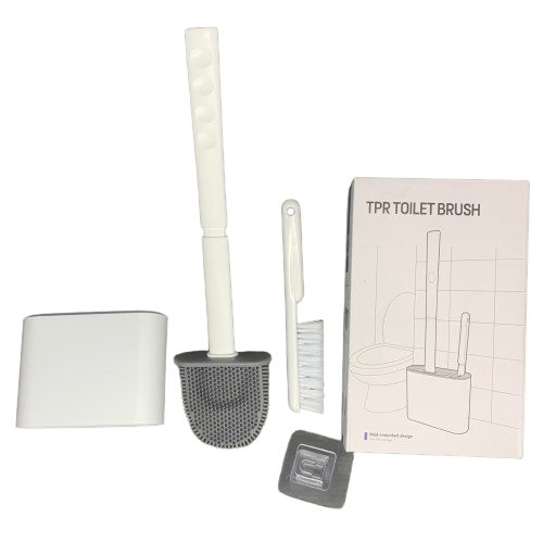 Набір туалетний органайзер йоржик із підставкою силіконовий плоский для миття унітаза підвісної щітка, фото 1