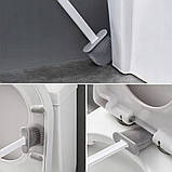 Набір туалетний органайзер йоржик із підставкою силіконовий плоский для миття унітаза підвісної щітка, фото 2