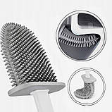 Набір туалетний органайзер йоржик із підставкою силіконовий плоский для миття унітаза підвісної щітка, фото 4