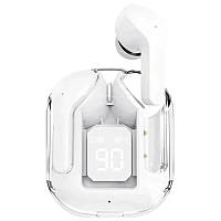 Бездротові навушники TWS T2 з прозорим зарядним кейсом вакуумні bluetooth 5.0 LED цифровий дисплей Білий