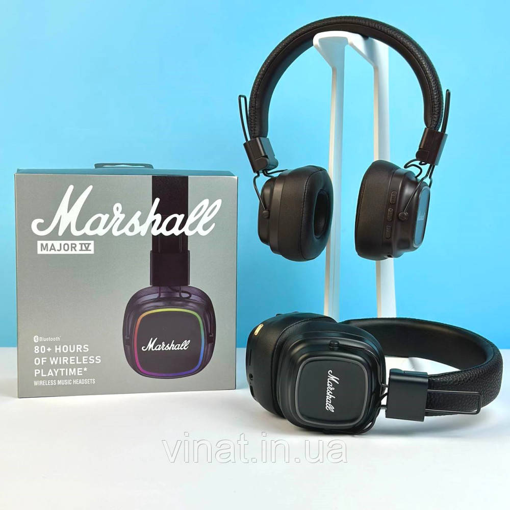 Бездротові накладні Bluetooth-навушники Marshall Major IV Black, фото 1