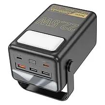 Зовнішній акумулятор PowerBank Hoco J110 60000 mAh PD/QC/22.5W/3USB/2Type-C/Ліхтар/black/, фото 4