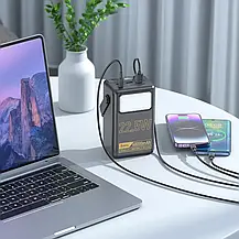 Зовнішній акумулятор PowerBank Hoco J110 60000 mAh PD/QC/22.5W/3USB/2Type-C/Ліхтар/black/, фото 6