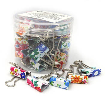 Біндер 19мм "Квіти", у банку PVC 5387-19 G-Rich