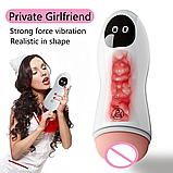 Мастурбатор чоловічий із вібропулею для члена стимулятора, Реалістична вагіна з вібрацією, Інтимні іграшки, фото 7