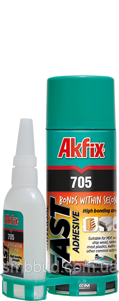 Суперклей з активатором Akfix 705 100 мл + 25 г