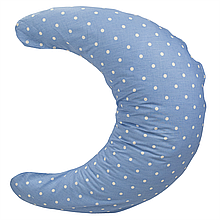 Подушка для вагітних і годування Місяць 74х54 см Блакитна в горох