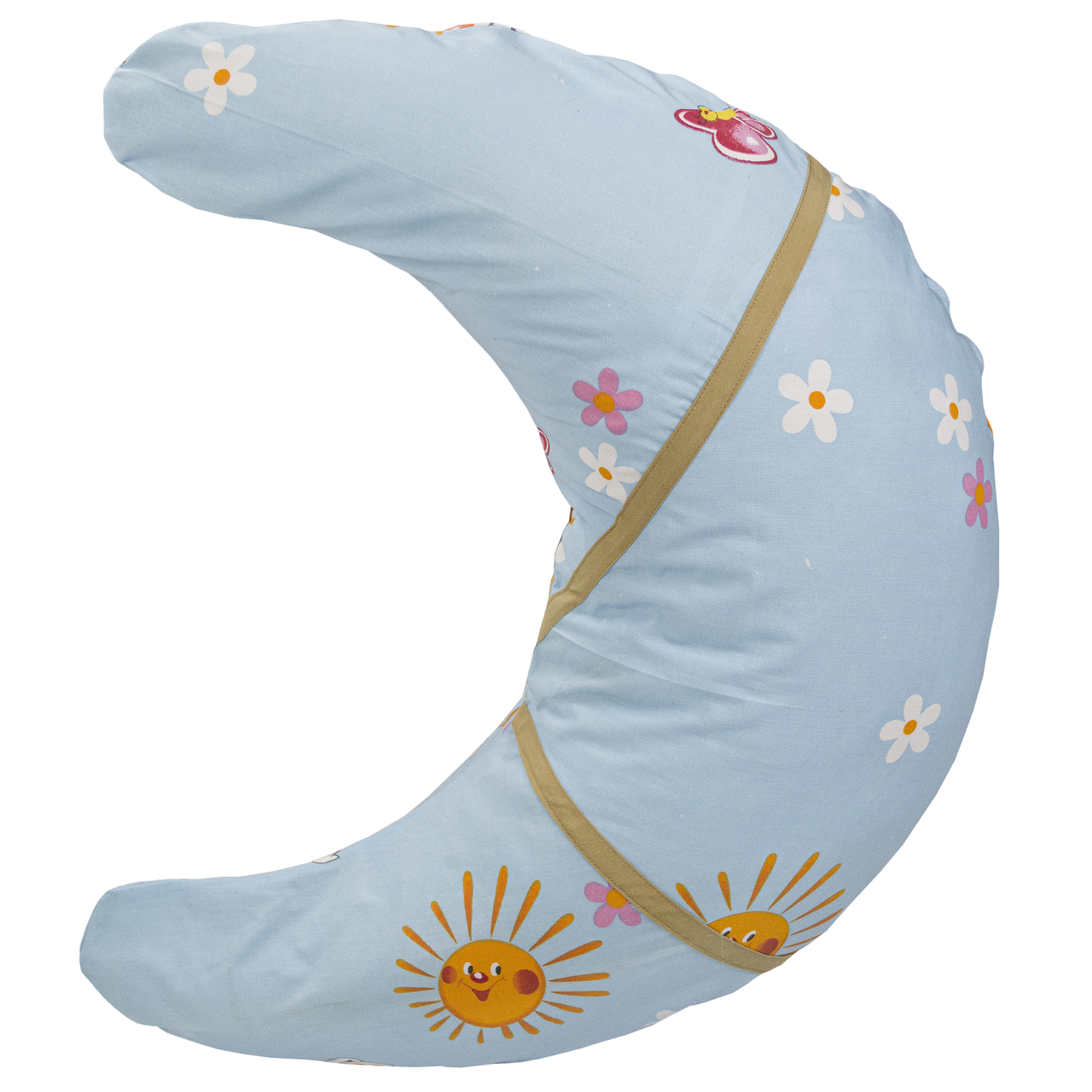 Подушка для вагітних і годування Місяць 74х54 см Зайченята на блакитному, фото 1