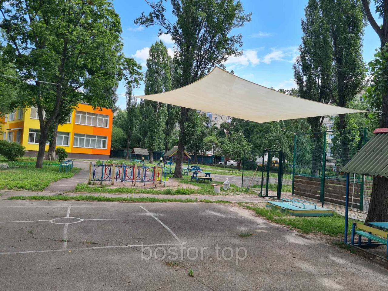 Тент-парус теневий для дому дачі басейну з оксфорду УФ захист 90% прямокутний 3х5м колір беж 140 г/м2