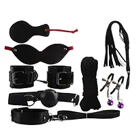Чорний набір для зв'язувань, набір БДСМ із штучної шкіри, набір домінування для дорослих ігор