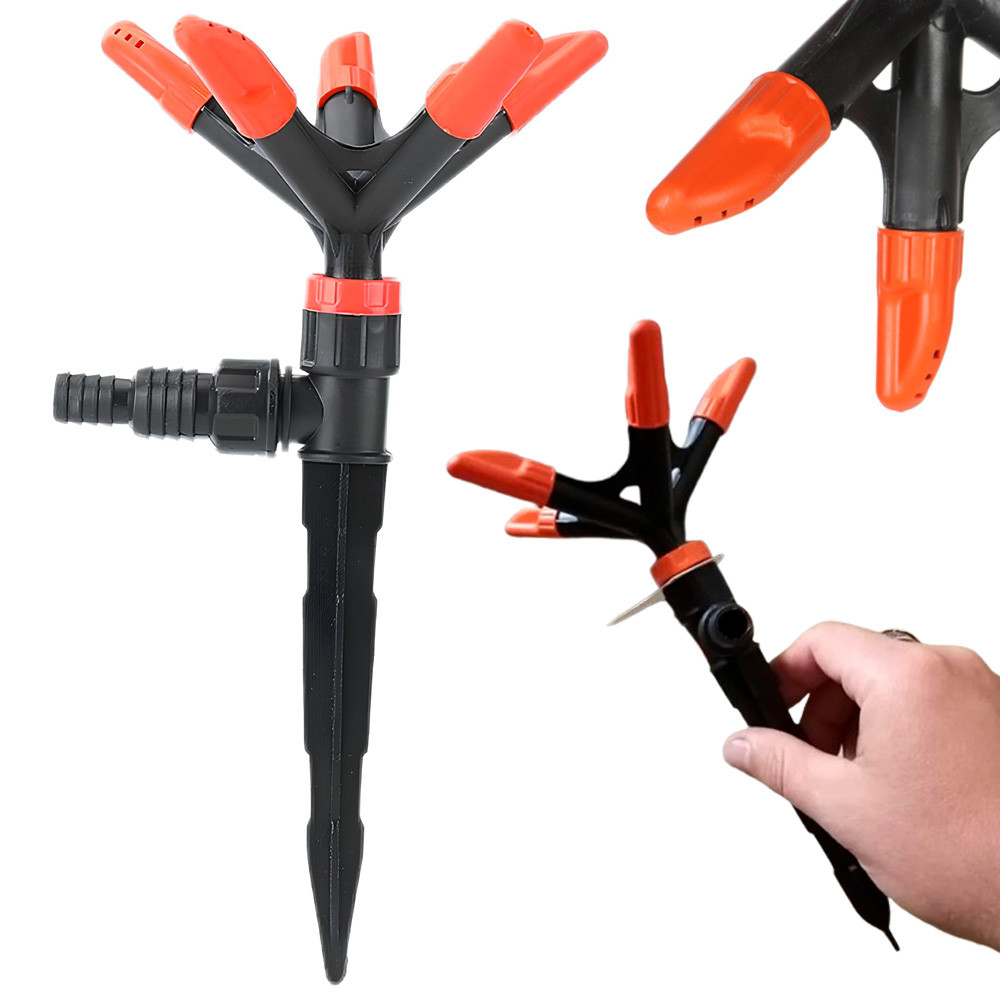 Дощувач для поливу 5-ти пелюстковий, з шипом, на 360° / Поливалка для городу / Розбризкувач садовий, фото 1