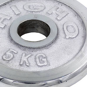 Диски хромовані для штанги HIGHQ SPORT 5 кг 52 мм для тренувань із вільними вагами, фото 2