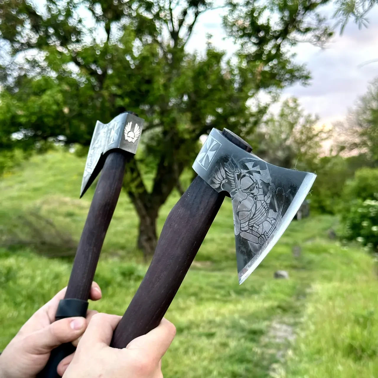 Сокира ручної роботи Польський Гусар Чорний сталь 65Г Gorillas BBQ TR6, фото 1