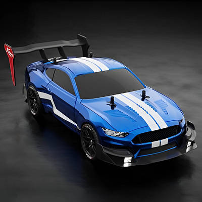 Машинка для дріфту на радіокеруванні та Led світлом 4WD повний привід 1:14 Mustang Blue