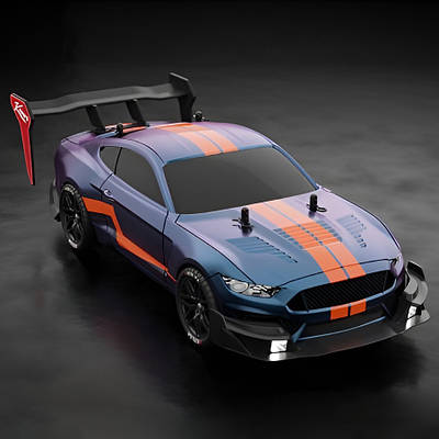 Машинка для дріфту на радіокеруванні та Led світлом  2 аккумулятора 4WD повний привід 1:14Mustang Orange