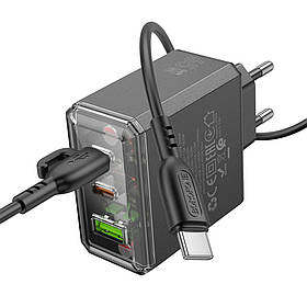 Мережевий ЗП Borofone BAS34A Treasure PD65W Type-C to Type-C (Чорний)
