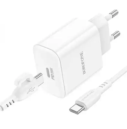 Мережевий зарядний пристрій Borofone BA81A PD20W Type-C to Type-C (Білий), фото 1