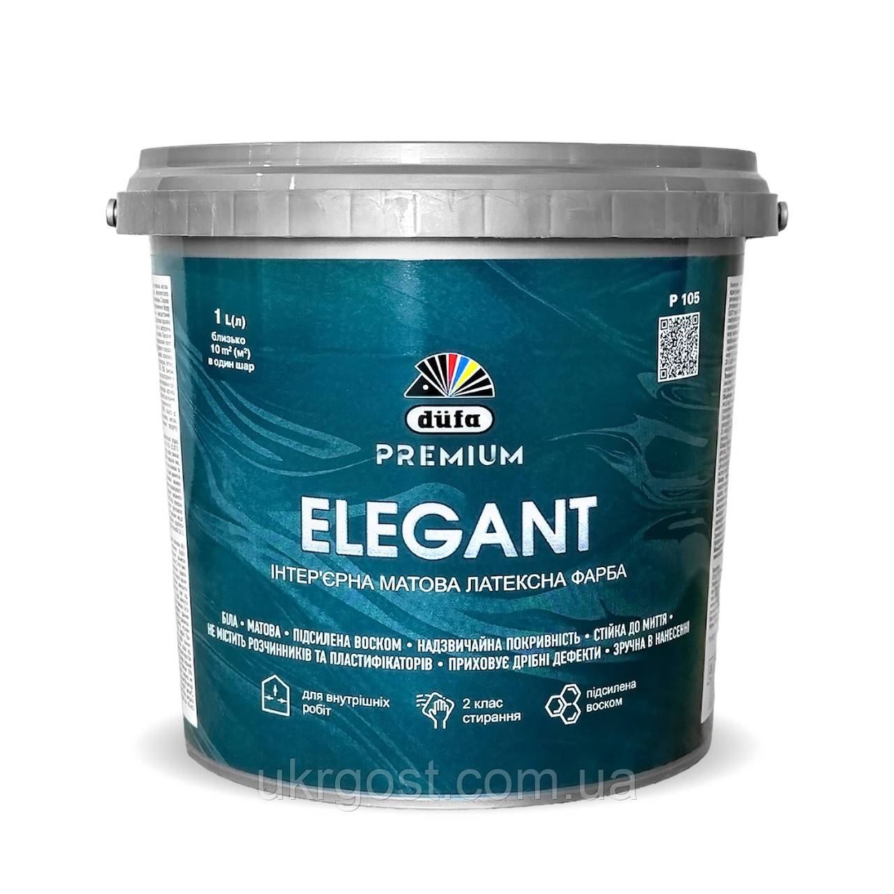 Інтер'єрна фарба для стін латексна Dufa Premium ELEGANT P105 мат білий 1 л