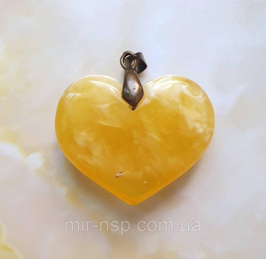 Кулон підвіска Серце100% натуральний Бурштин вага 7г, фото 1
