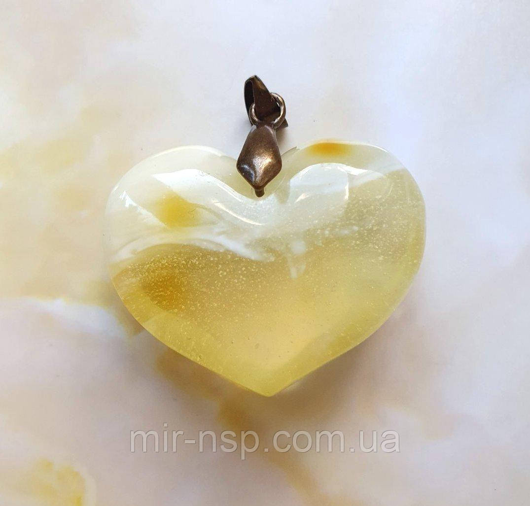 Кулон підвіска Серце100% натуральний Бурштин вага 7,3г, фото 1