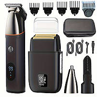 Комбо-набір (тример + шейвер) Hots Hair Combo Grooming Kit 4in1 & 4D Foil Shaver Black (HP-S9910-BK), фото 3