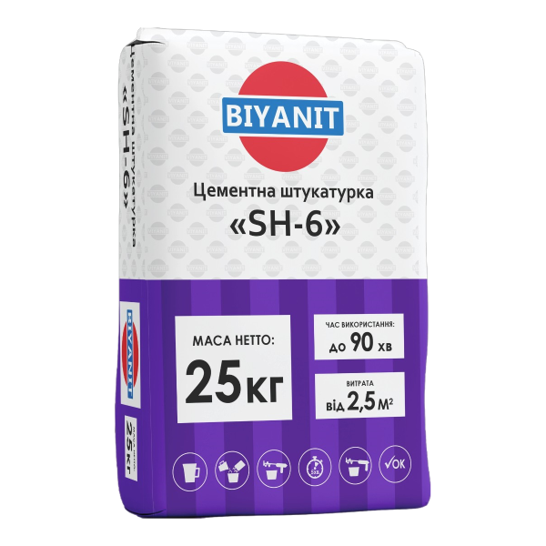 Цементна штукатурка "SH-6", 25 кг BIYANIT, фото 1
