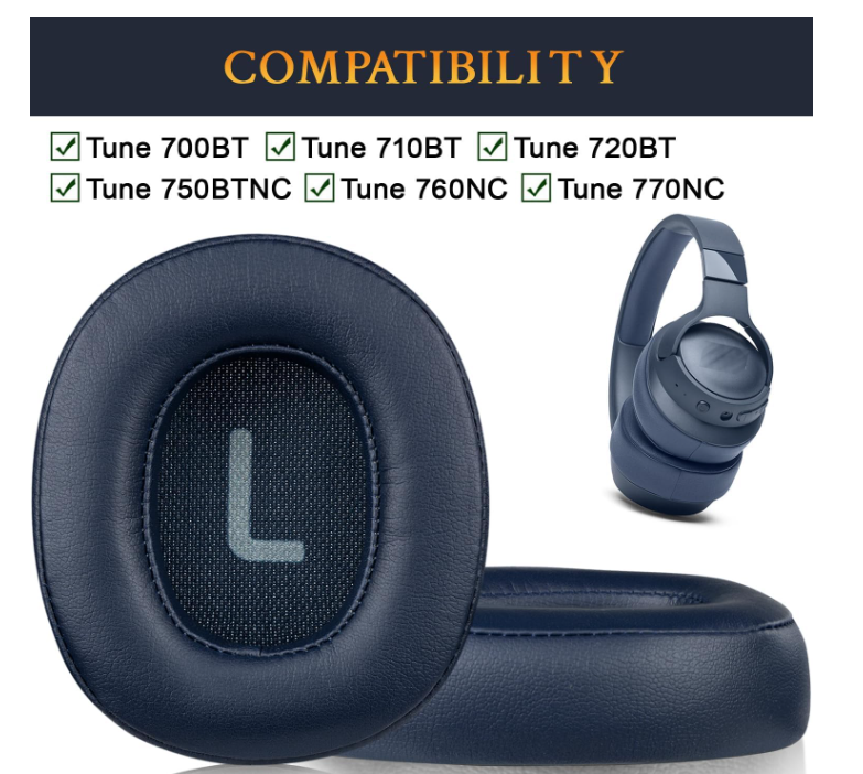 Амбушури earpads JBL Tune 770NC JBL Tune 700BT Tune 710BT Tune 720BT Tune 750BTNC Tune 760NC Колір Синій Blue, фото 1