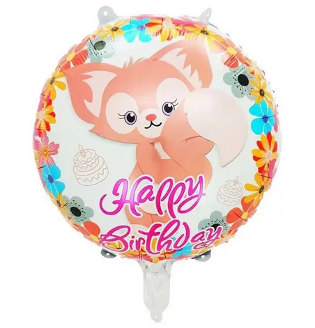 Куля фольгована кругла "Лисеня у квітах" (Китай)