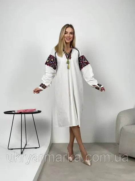 Легка вишита сукня-сорочка  "Анжеліна" Біле