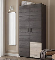 Шафа дводверна ШП-4 Бриз венге темний + дуб молочний (100х52х210 см)  Еверест