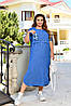 Літнє красиве злегка вільне плаття льон короткий рукав батальні розміри, фото 7