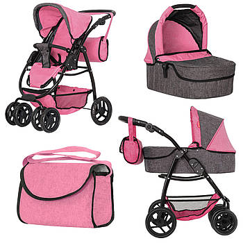 Коляска для ляльок 2 в 1 Carrello Avanti 9662 PINK Рожева